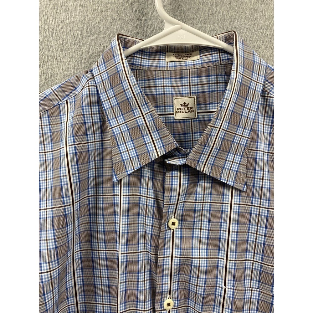 Peter Millar Dress Shirt Mens XL Plaid Cotton Business Office Casual Preppy